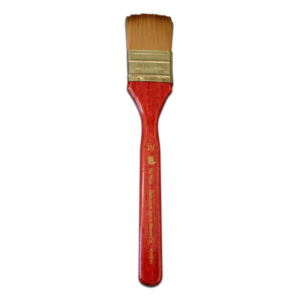 <p>This is the finest performing synthetic that we have ever  seen. It duplicates all the strokes of a top quality red sable. This brush drinks up gulps of water, paints out in supple strokes with a natural snap. Paint, scrub, and push knowing that 4050 will always return to a tight point or crisp edge.  Mounted on red stained "Beaver Tail" handles in gold  ferrules.</p>