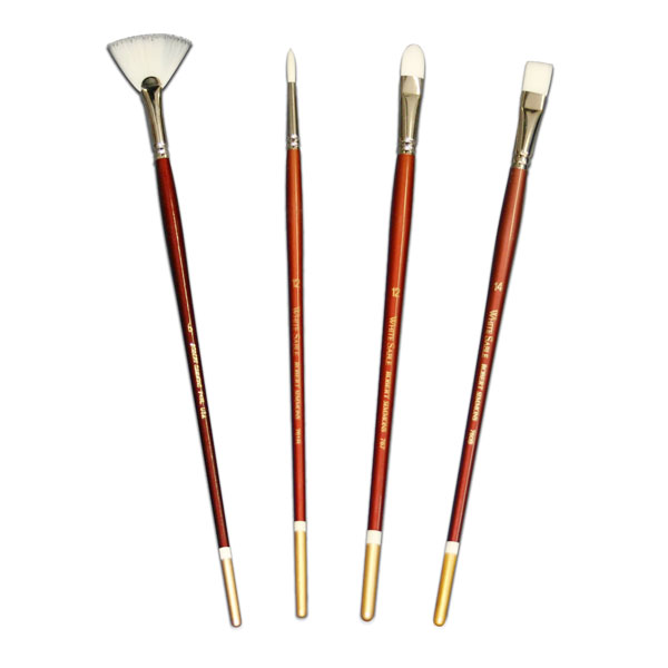<p>White Sable brushes, by Robert Simmons, are the original synthetic filament blend developed for fine art applications  in watercolor, acrylic and oil. The unique tapering process  duplicates the characteristics of pure red sable hair with a full belly, precise point and high degree of spring. Available in long handle rounds, brights (flats), filberts, and fan shapes.</p>