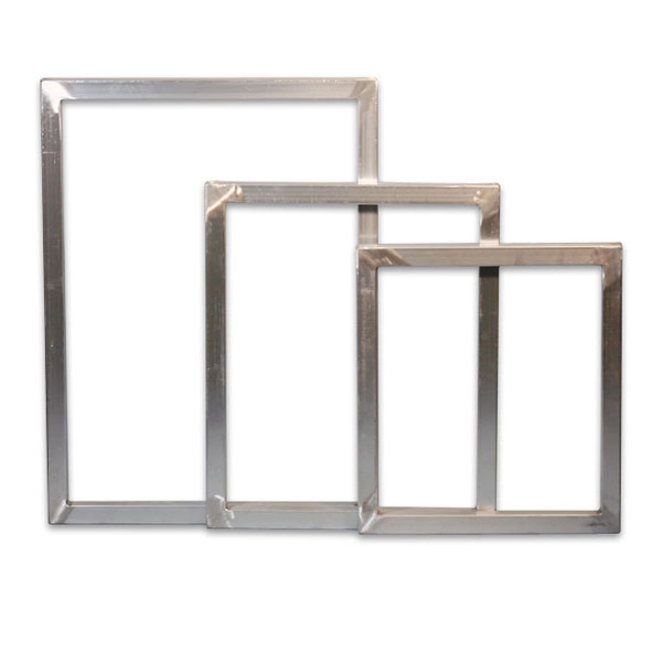 Northwest Graphic Supply offers frame-only and pre-stretched aluminum screen printing frames. Aluminum frames are constructed with 6063T5 alloy, each piece is hand  cut and welded to insure water tight seal and ground smooth  for flatness. Frame profiles shown are either 1" x 1" or 1-5/8" x 1-5/8", and other profiles are also available. Sizes can be made from a range of 3" x 3" up to 14' x 14'. For sizes not shown, call 800-221-4079 for more information. <br><br> All screens are stretched at our facility with Sefar® mesh. <br><br> <em>Click on the frame size in the table below to see pre-meshed screen options in that size.</em>