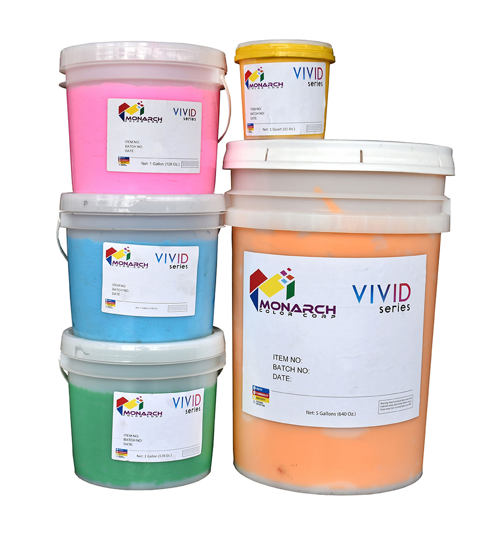 VIVID LB colors are a non-phthalate, lead free, High Opacity, bright, high performance colors that have excellent coverage on dark garments. The low tack formula allows printing through finer mesh counts without the use of viscosity modifier. VIVID LB Colors perform well on both automatic and manual presses.