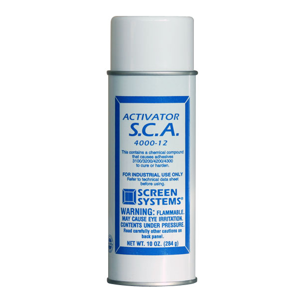 <p>Used in combination with any Screen Systems Adhesive, the Activator Spray acts as the catalyst which when sprayed onto the adhesive causes the adhesive to cure (harden).<br> <br>The Activator itself is low toxicity, and our excellent aerosol package sprays a clean fine mist until the contents are entirely used.  The propellant is the same as used in most aerosols and contains no harmful CFC's. If used very sparingly as recommended, one aerosol can will cover 16 oz. of adhesive.  Spray will not clog or damage screens.</p>