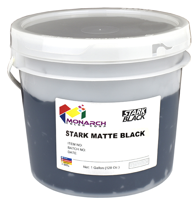 Stark Black LB is a non-phthalate, lead free, very dense, dark, high performance black that has excellent coverage on all garment colors. The low tack formula allows printing through finer mesh counts without the use of viscosity modifier. Stark Black performs well on both automatic and manual presses. Has good low bleed for printing on polyester and polyester blends.