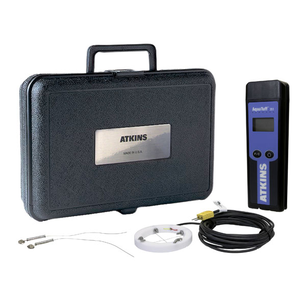 The 93816-K Screen Print Kit with AquaTuff 35100-K Waterproof Thermocouple Instrument and 50008-K Screen Print  Donut Probe allows you to monitor precise ink temperatures  when profiling dryers to ensure perfect prints every time!