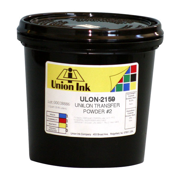 Unilon is a hot-melt adhesive powder used to improve the adhesion of plastisol heat transfers to nylon, polyester and other synthetic garments, including those with water-proof coatings. Unilon powder is also used to increase the adhesion and washability of foil transfers.